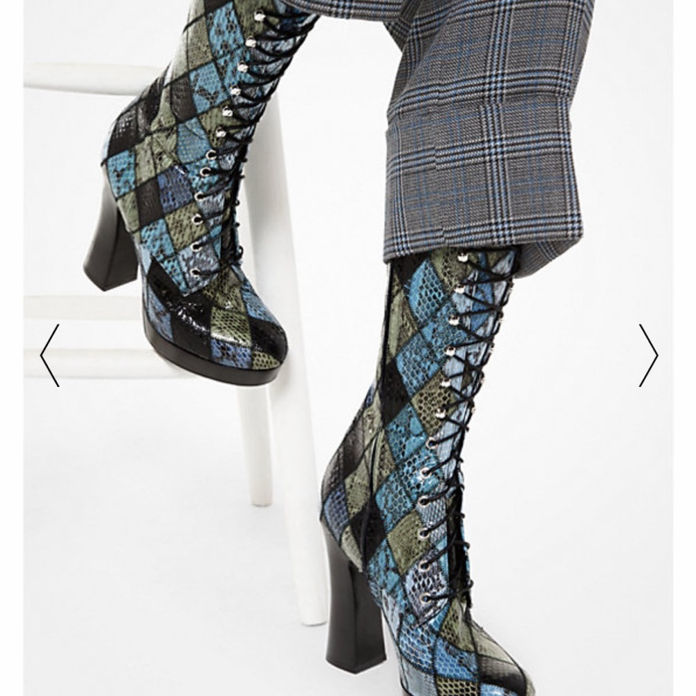 Stunning Michael Kors snakeskin patchwork boots, size 38.5